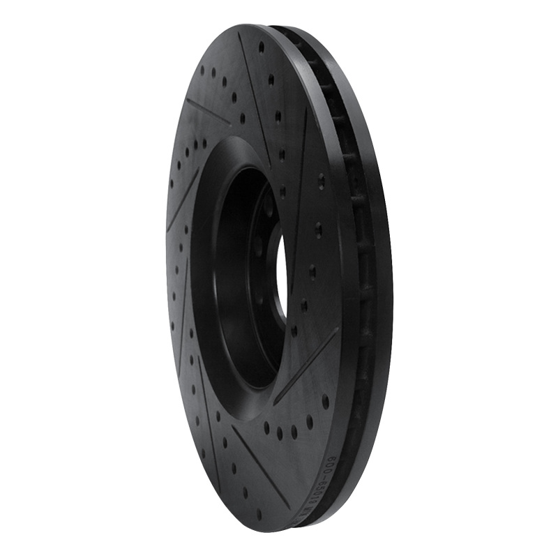 Cadillac BLS Brake Rotor (1) - Front Left - R1 Concepts - Drilled & Slotted - Black - `03-`11